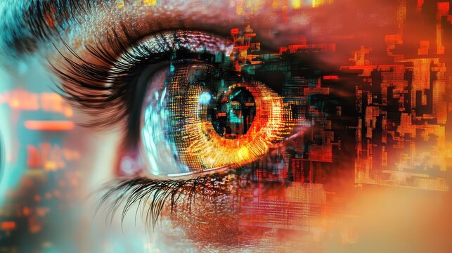 Human eye processing digital data with future technology
