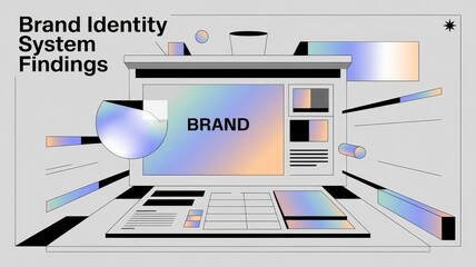Digital Brand Identity Analysis on Computer Screen with Graphics
