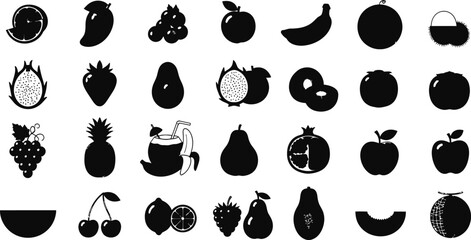 set of black and white icons of different shapes