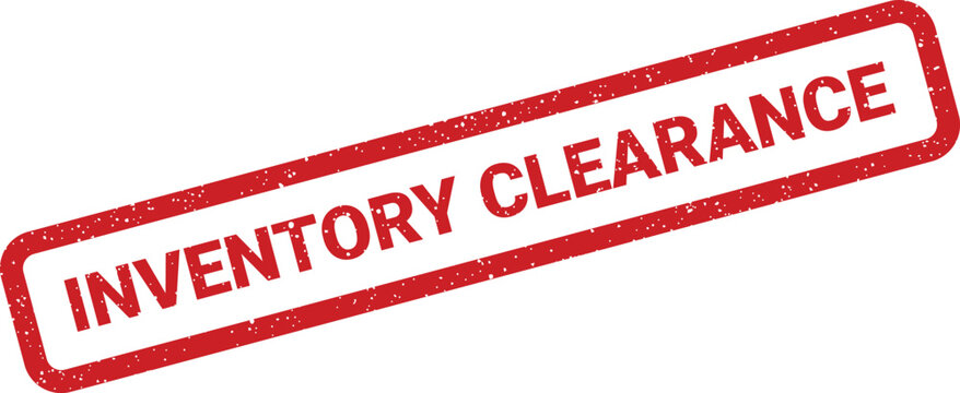Distressed red rubber stamp mark signifying a special inventory clearance sale event or status