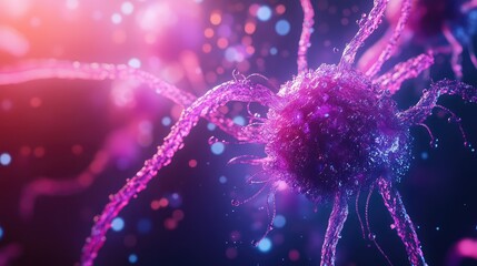 Neuron brain cells propagating signals in abstract network