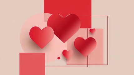Romantic hearts with geometric shapes a modern vector design for Valentines Day love and wedding themes isolated on a light background