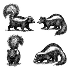 badger set in detailed vintage engraving style, Transparent Background © SenorPinky