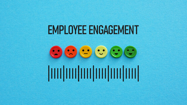 Employee engagement survey is shown using the text as business concept