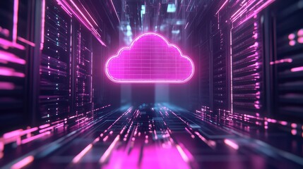 Cloud data computing concept in server room network