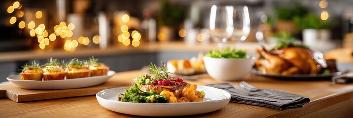 Dinner table set for celebrating special occasion