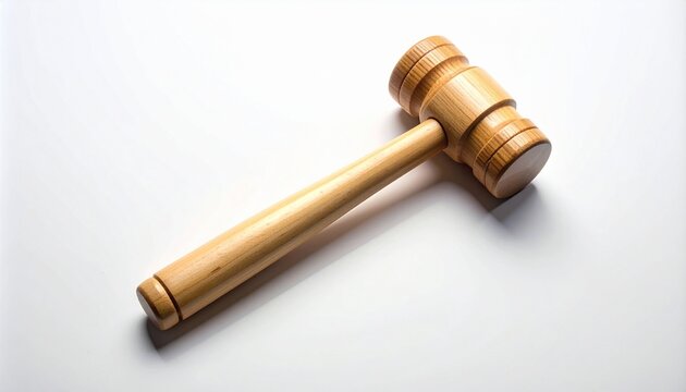Wooden mallet on white surface, simple craftsmanship…