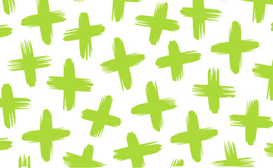 Green brush stroke crosses pattern vector