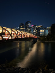 View of Calgary Peace Bridge at Night
