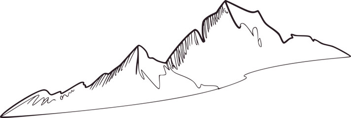 Jagged peaks sketched mountain range drawing vector