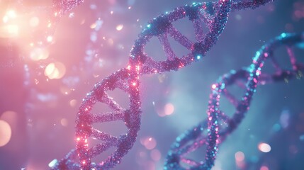 Glittering dna strands forming a mesmerizing genetic helix concept