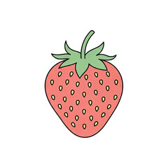 Obraz premium A Bright Pink Strawberry With Green Leaves And Yellow Seeds On A Blurred Gradient Background With Soft Lighting