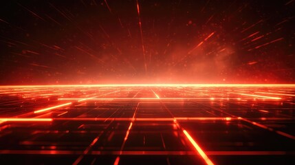 Digital grid glowing with data communication lines