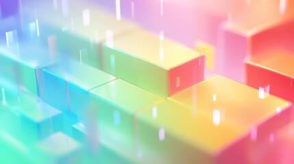 Abstract geometric blocks forming colorful digital data background