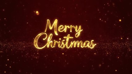 Festive golden 'Merry Christmas' text glows brilliantly amidst shimmering, ethereal particles. A magical display capturing the warmth and joy of the holiday season