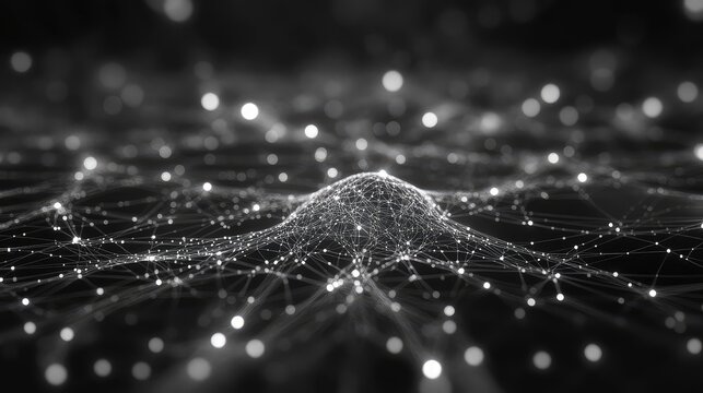 Digital network connections creating abstract data visualization