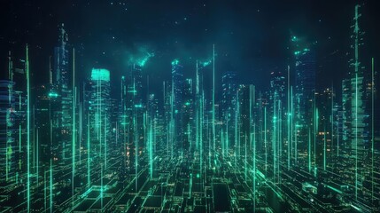 Smart city connecting with digital data streams