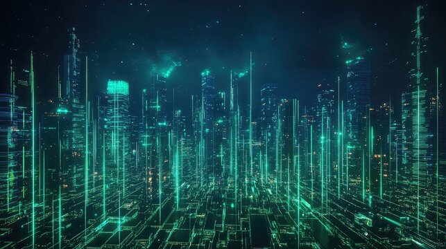 Smart city connecting with digital data streams