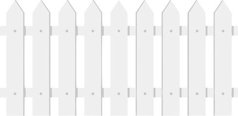 Flat Style Detailed White Picket Fence Border Construction Icon