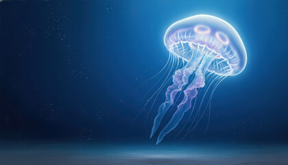A luminescent jellyfish in the deep ocean