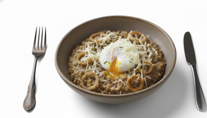 Buckwheat porridge with poached egg and parmesan