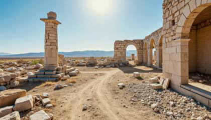 Ruins of an ancient city under the sun