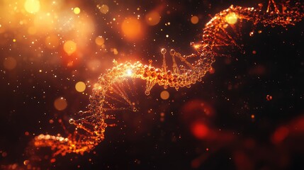 Glowing dna helix structure representing genetic science and biotechnology