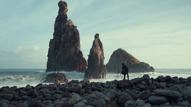 Exploring the stunning rock formations of ilheus da ribeira ocean coastline