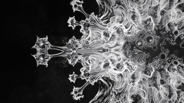 Virus structure infecting cell at microscopic level