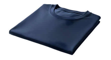 Folded navy blue t-shirt mockup plain blank tee apparel cloth fabric isolated