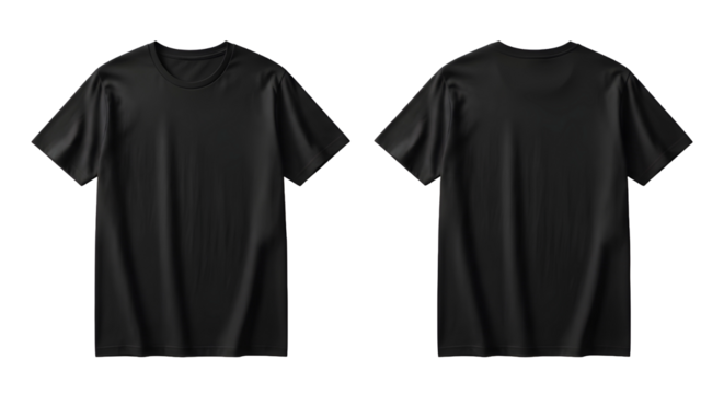 Black t-shirt mockup front and back plain blank tee shirt apparel template