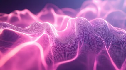 Abstract glowing purple and pink digital wave surface