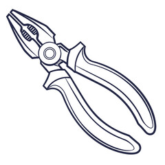 A simple line art illustration of a pair of combination pliers a versatile hand tool used for gripping bending and cutting wires and other materials