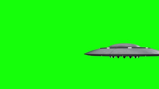 3d rendered animation of flying saucer on green screen