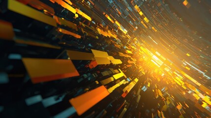 Abstract digital data tunnel showing energy explosion