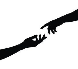Hands Reaching Up Silhouette Illustration.