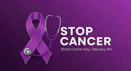 With a purple ribbon and stethoscope, let's promote awareness and support to help stop cancer