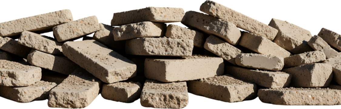 A pile of broken concrete blocks construction debris rough texture scattered fragments and building materials rubble demolition
