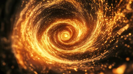 Golden glowing energy particles swirling creating a vortex