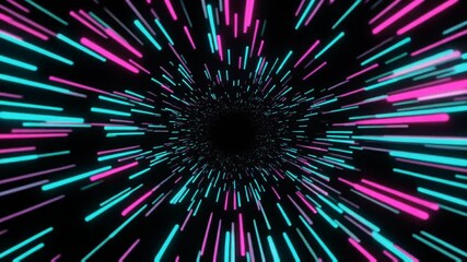 Abstract cyan and pink neon light speed tunnel, warp drive overlay. - Powered by Adobe