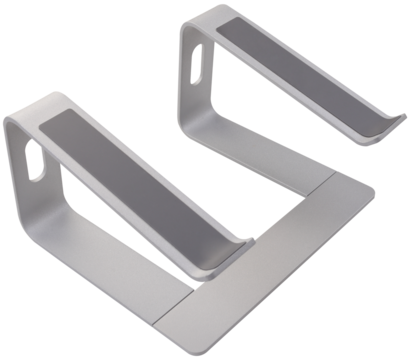 Angled silver laptop stand