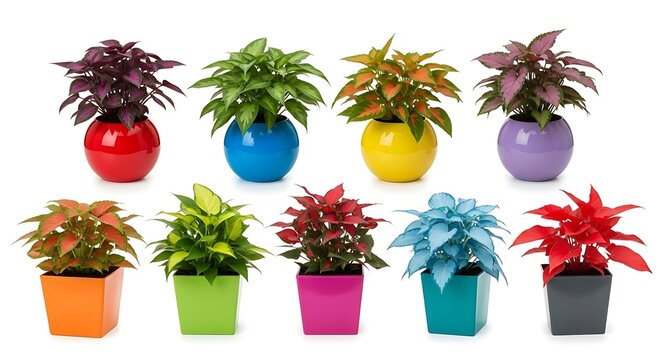 Colorful coleus plants in pots vibrant foliage indoor gardening houseplant collection display