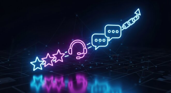 Team collaborating on a futuristic project using interactive technology in a modern office at night with city view - Powered by Adobe