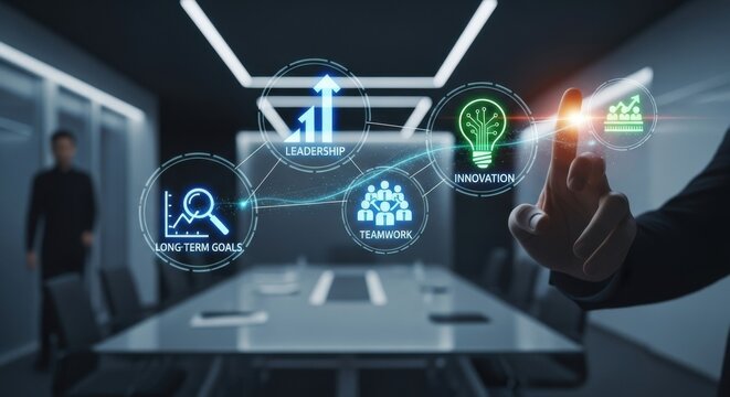 Global business network showing financial success and growth with technology