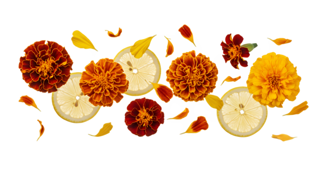 Vibrant Floral Arrangement with Citrus Slices A Burst of Color and Natural Beauty