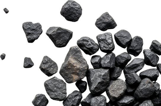 A Scattering Of Rough Angular Dark Grey Stones And Rocks On A Transparent Background Pebble Natural Material Mineral Texture Closeup