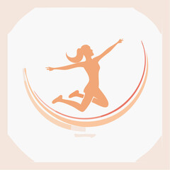 Celebrating feminine empowerment: A vibrant silhouette in graceful motion emblem