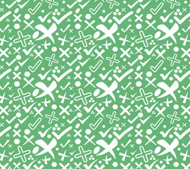 Seamless geometric pattern with arrows and green leaves for decorative textile and wallpaper design