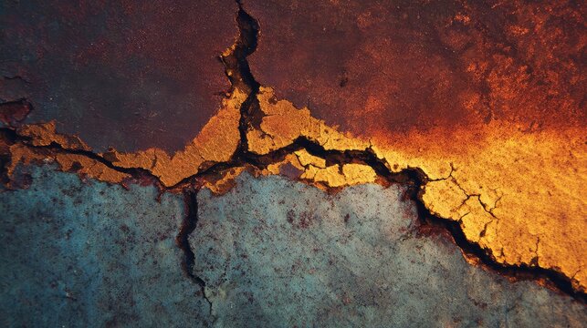 Cracking rusty metal surface showing texture and erosion