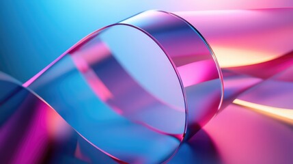 Abstract glass ribbon curves forming dynamic light reflections